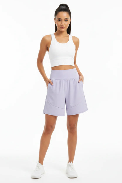 Women's High-Waisted Long Yoga Shorts with Pockets