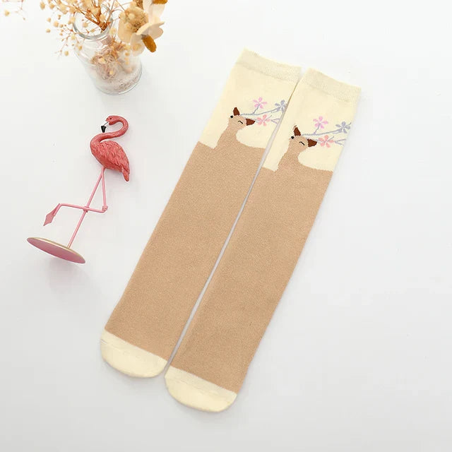Colorful Embroidered Knee High Socks for Girls