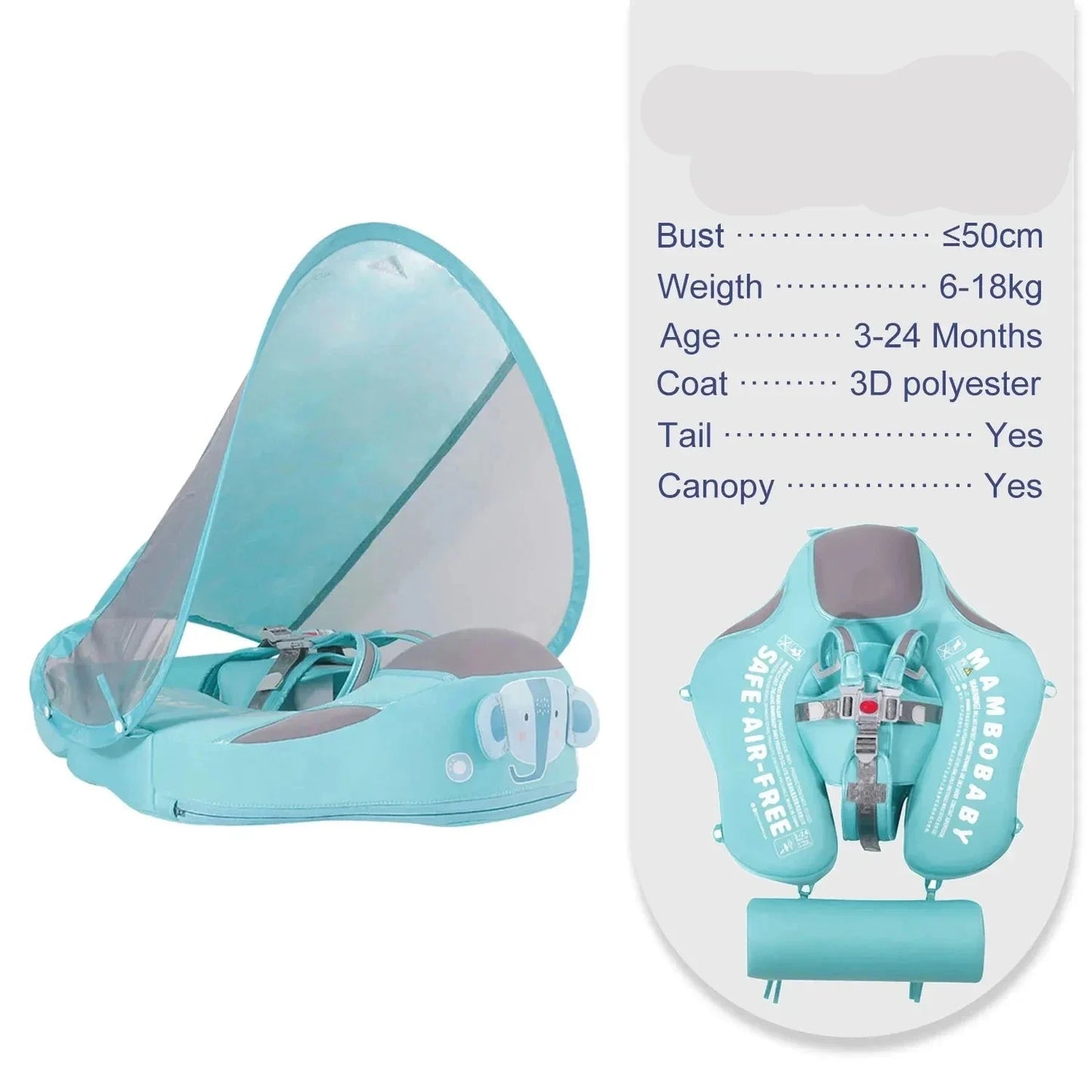Float 2 Canopy & Chest Support for Safe & Fun Baby Swimming