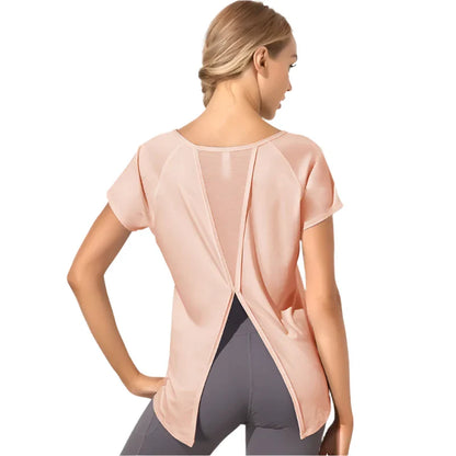 Women's Short Sleeve Yoga Shirt Breathable  Stretchy Sexy