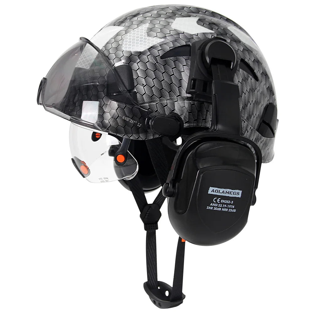 Total Head Protection: Safety Helmet with Visor and Earmuffs