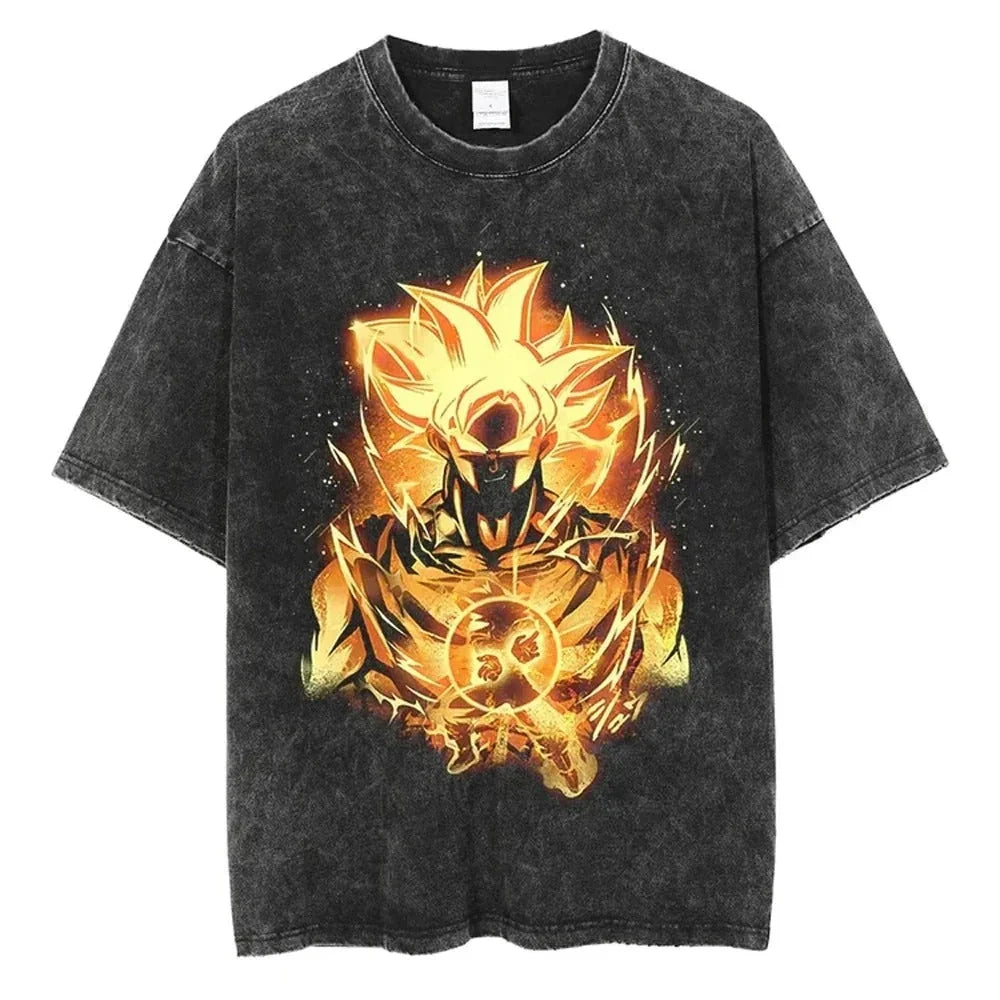 Men's DBZ Vegeta Vintage Wash Oversized Fitness T-Shirt