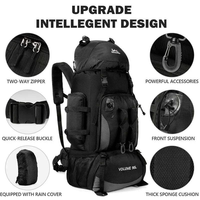 90L Waterproof Hiking Backpack Large Camping & Trekking Rucksack