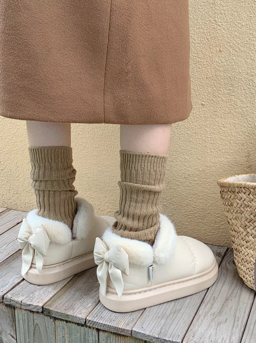 Women's Snow Boots  Bow Knot  Plush Lined