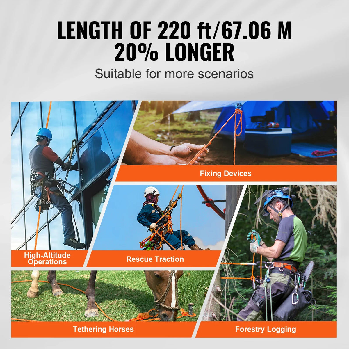 Heavy-Duty Dual-Weave Polyester Rope Camping & Rescue Cord