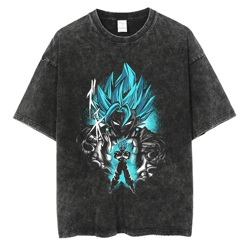 Men's DBZ Vegeta Vintage Wash Oversized Fitness T-Shirt