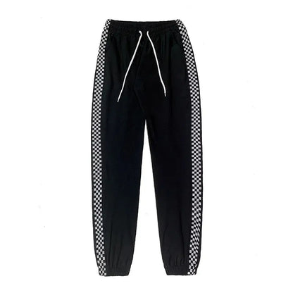 Women's Elastic High Waist Checkered Pants