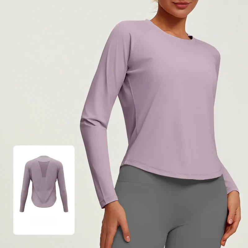 Mesh Yoga Long Sleeve Breathable Summer Sports Tee