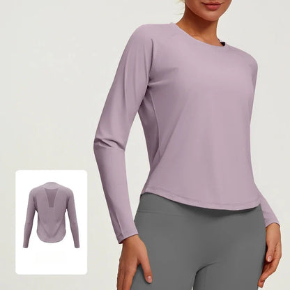 Mesh Yoga Long Sleeve Breathable Summer Sports Tee