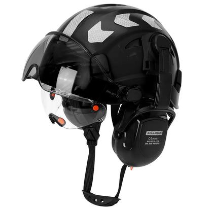Construction Safety Helmet: Integrated Visor & Earmuffs