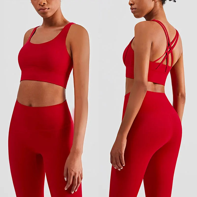Yoga Workout Set Push Up Bra Leggings