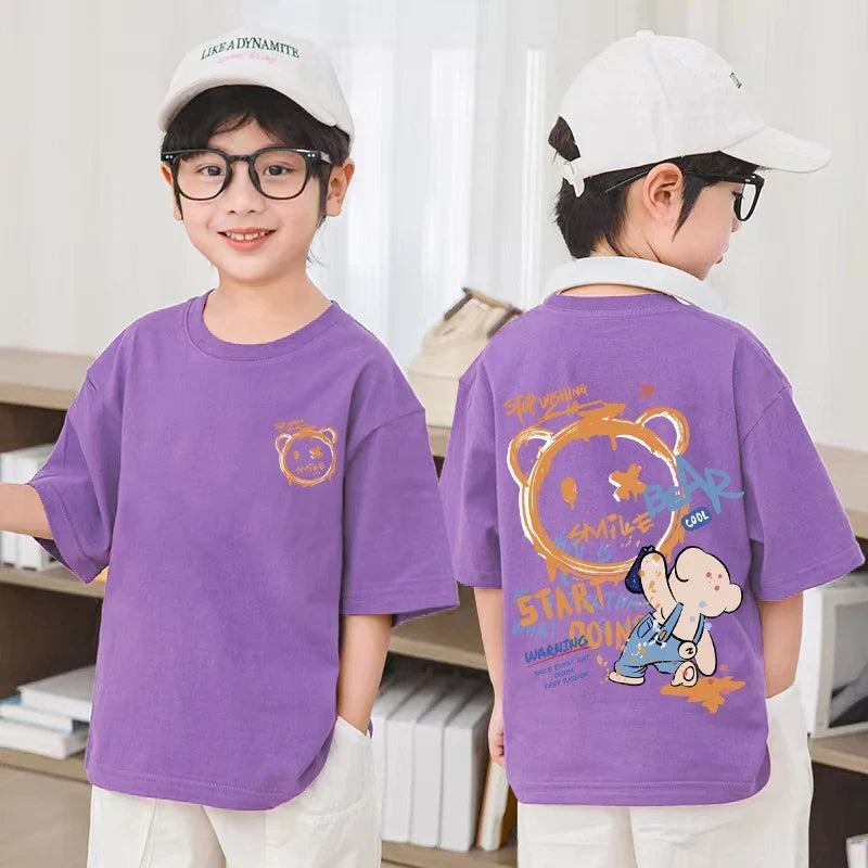 Kids' Graffiti Teddy Bear Streetwear T-Shirt