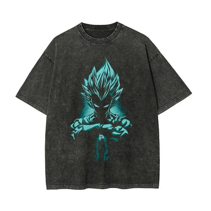 Men's DBZ Vegeta Vintage Wash Oversized Fitness T-Shirt