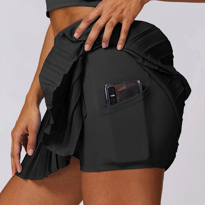 Versatile Tennis Skirts High Waisted  Pleated  Pockets  Tummy Control