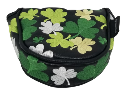 Shamrocks All-Over Embroidered Mallet Putter Cover by ReadyGOLF