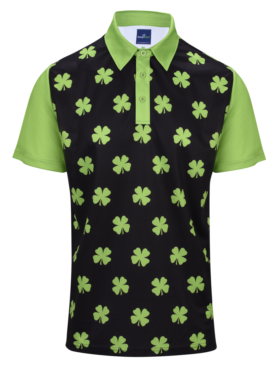Four-Leaf Clover (Lime Green) Mens Golf Polo Shirt by ReadyGOLF