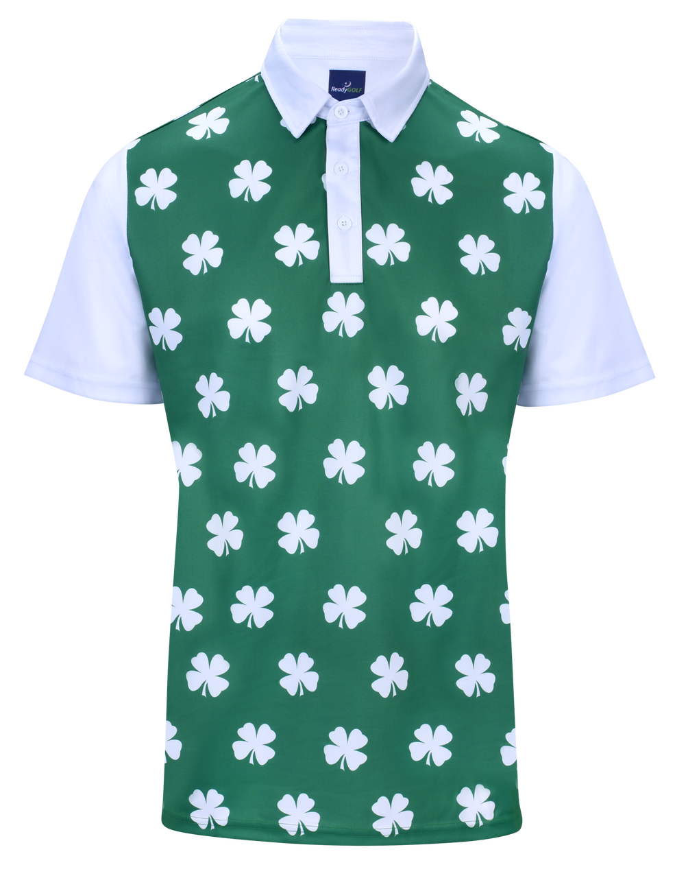 Four-Leaf Clover (White) Mens Golf Polo Shirt by ReadyGOLF