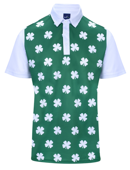 Four-Leaf Clover (White) Mens Golf Polo Shirt by ReadyGOLF