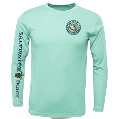 Siesta Key, FL Realistic Turtle Men's Long Sleeve UPF 50+ Dry-Fit Shirt