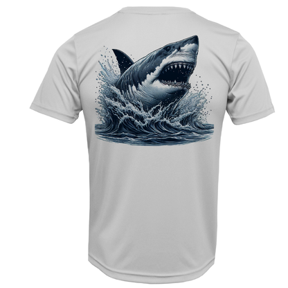 Cape Cod, MA Jaws Boy's Short Sleeve UPF 50+ Dry-Fit Shirt