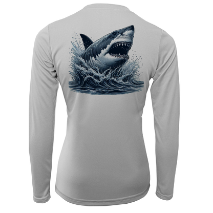 Cape Cod, MA Jaws Women's Long Sleeve UPF 50+ Dry-Fit Shirt