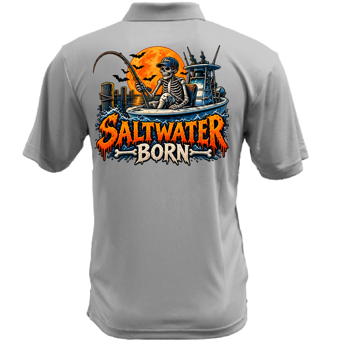 Dead Men Fish Still Men's Short Sleeve UPF 50+ Dry-Fit Polo