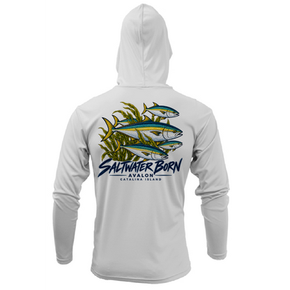 Avalon, CA Yellowtail Men's Long Sleeve UPF 50+ Dry-Fit Hoodie