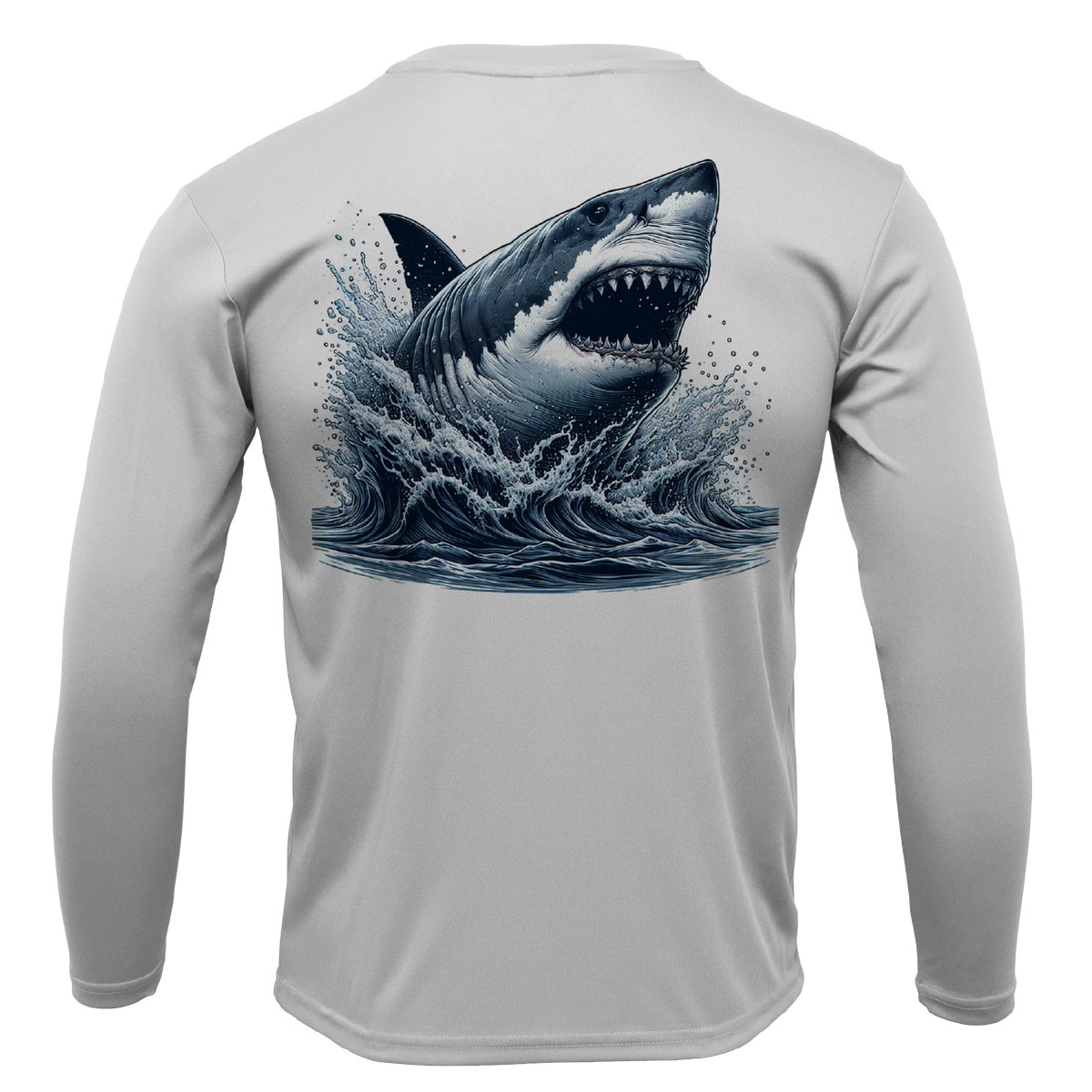 Cape Cod, MA Jaws Men's Long Sleeve UPF 50+ Dry-Fit Shirt