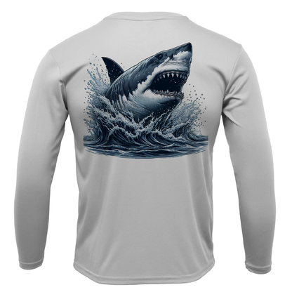 Cape Cod, MA Jaws Men's Long Sleeve UPF 50+ Dry-Fit Shirt