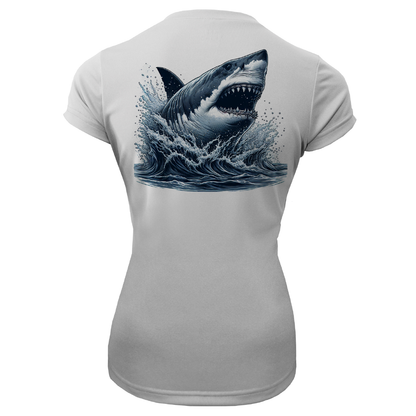Cape Cod, MA Jaws Women's Short Sleeve UPF 50+ Dry-Fit Shirt