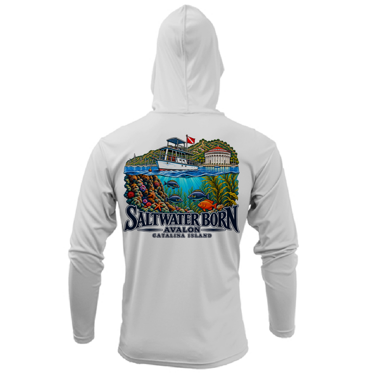 Avalon, CA Dive Boat Men's Long Sleeve UPF 50+ Dry-Fit Hoodie