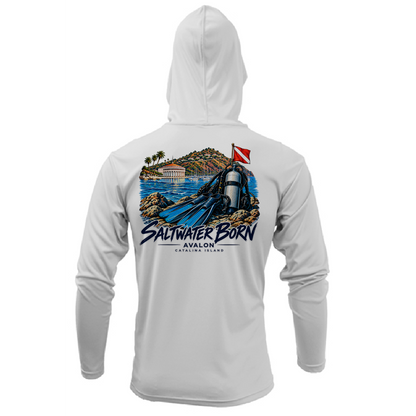 Avalon, CA Harbor Dive Days Men's Long Sleeve UPF 50+ Dry-Fit Hoodie