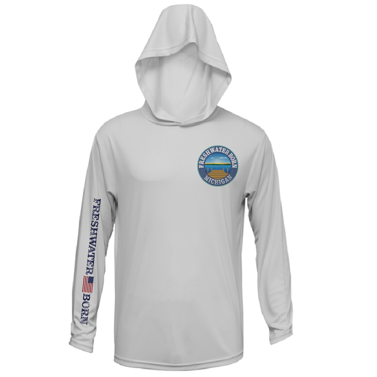 Michigan Freshwater Born Perch Men's Long Sleeve UPF 50+ Dry-Fit Hoodie