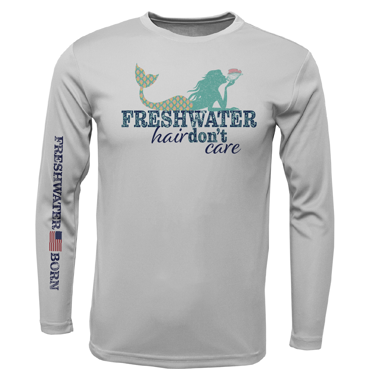 Florida "Freshwater Hair Don't Care" Girl's Long Sleeve UPF 50+ Dry-Fit Shirt