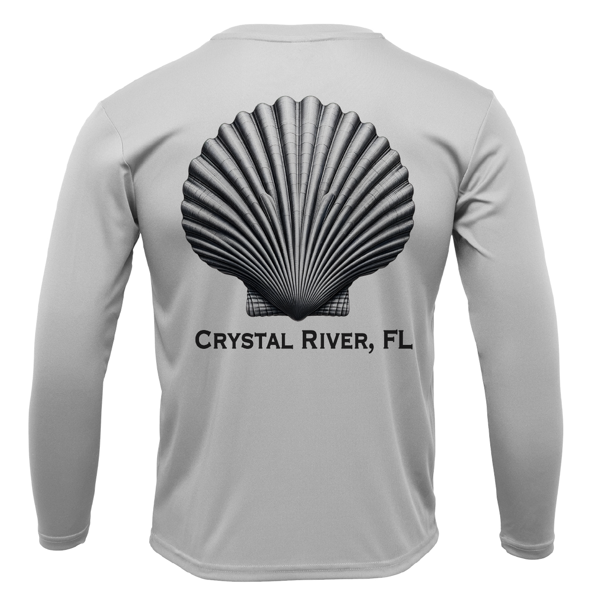 Crystal River, FL Scallop Men's Long Sleeve UPF 50+ Dry-Fit Shirt