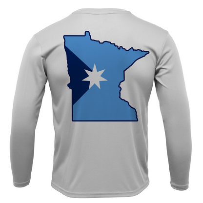 Bear Lake, MN Freshwater Born State Flag Men's Long Sleeve UPF 50+ Dry-Fit Shirt