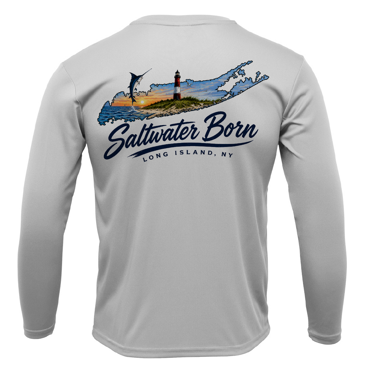 Long Island, NY Geography Men's Long Sleeve UPF 50+ Dry-Fit Shirt