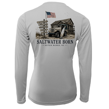 Outer Banks, NC Beach Jeep Women's Long Sleeve UPF 50+ Dry-Fit Shirt