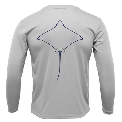 Eagle Ray Outline Men's Long Sleeve UPF 50+ Dry-Fit Shirt
