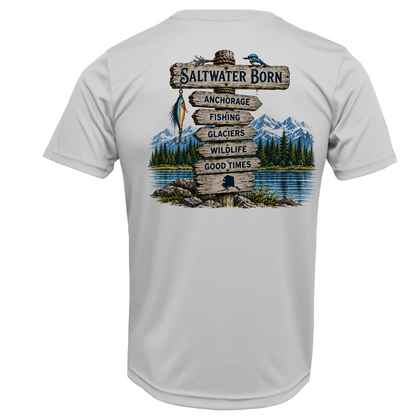 Anchorage, AK Adventure Signpost Men's Short Sleeve UPF 50+ Dry-Fit Shirt
