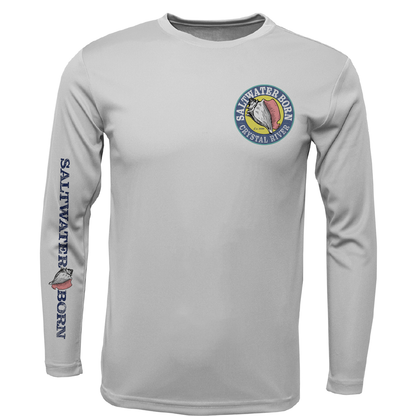 Crystal River, FL Scallop Men's Long Sleeve UPF 50+ Dry-Fit Shirt