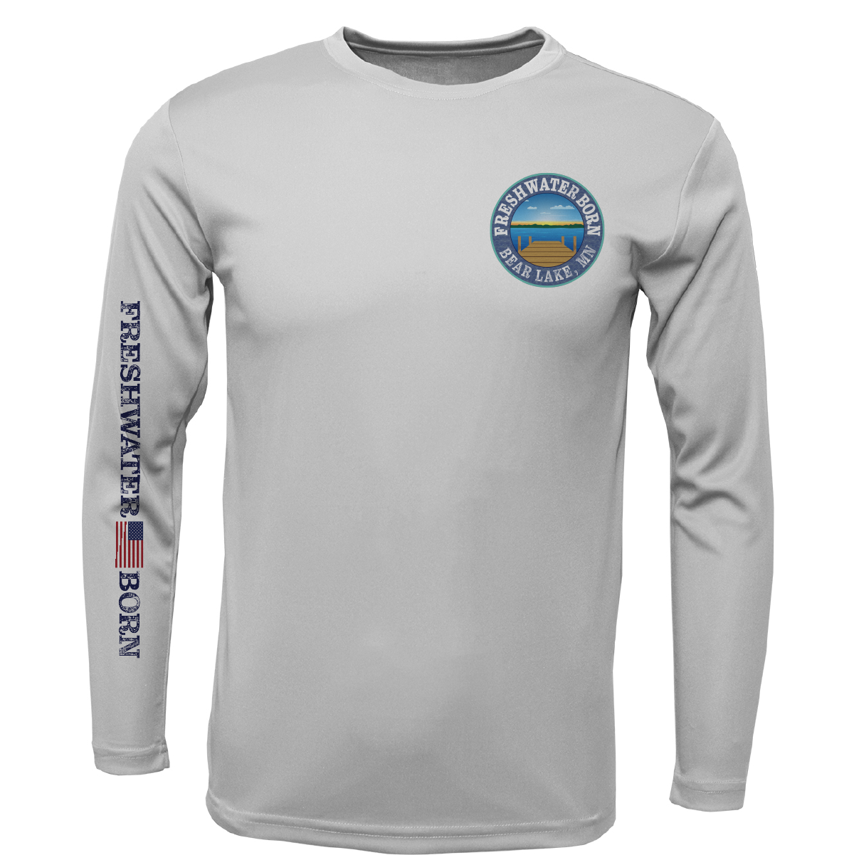 Bear Lake, MN Freshwater Born State Flag Men's Long Sleeve UPF 50+ Dry-Fit Shirt