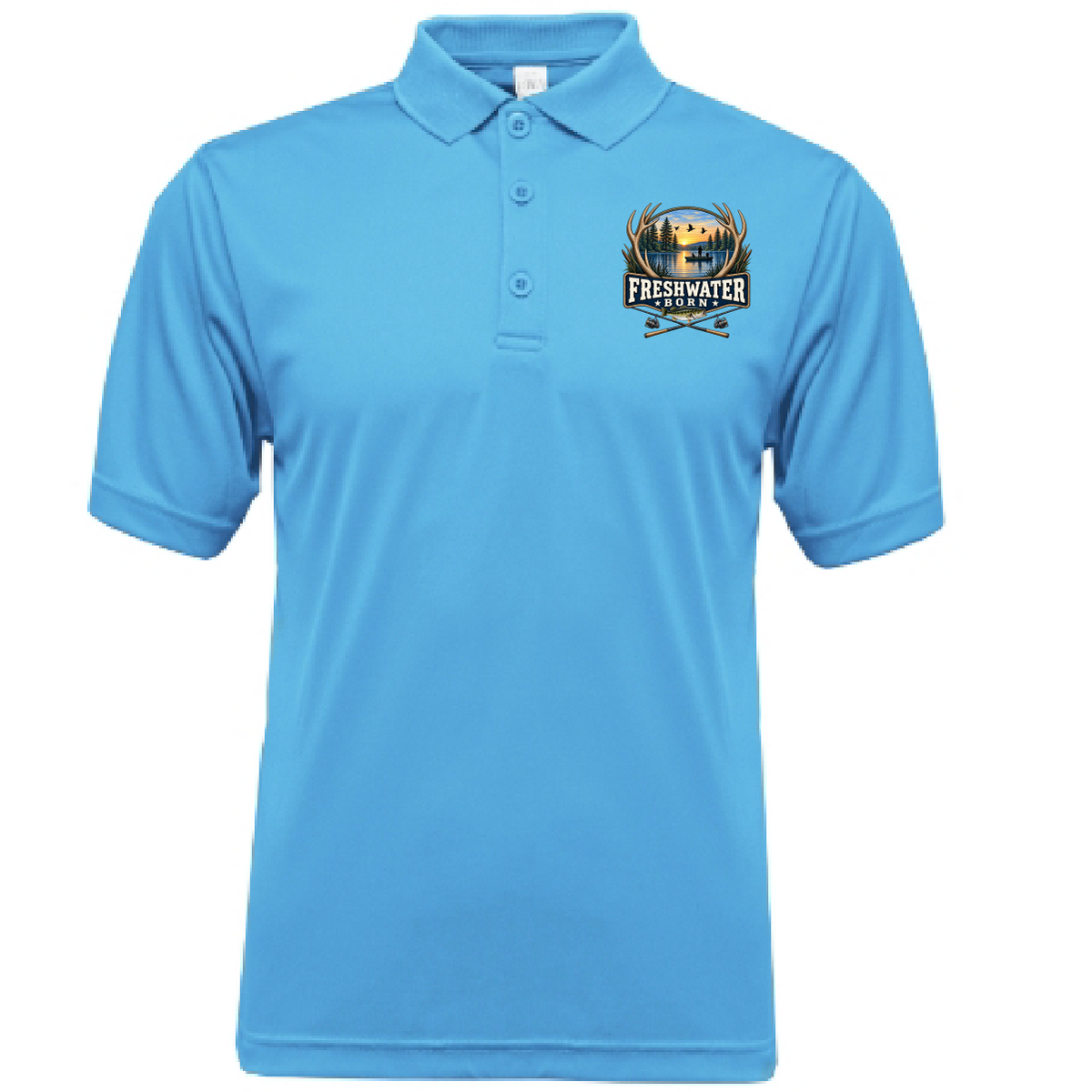 Freshwater Born Lake Life Men's Short Sleeve UPF 50+ Dry-Fit Polo