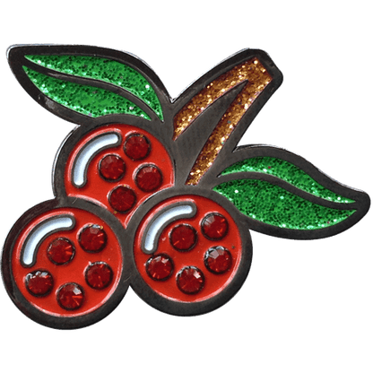 ReadyGolf: Slot Machine Cherries Ball Marker & Hat Clip with Crystals