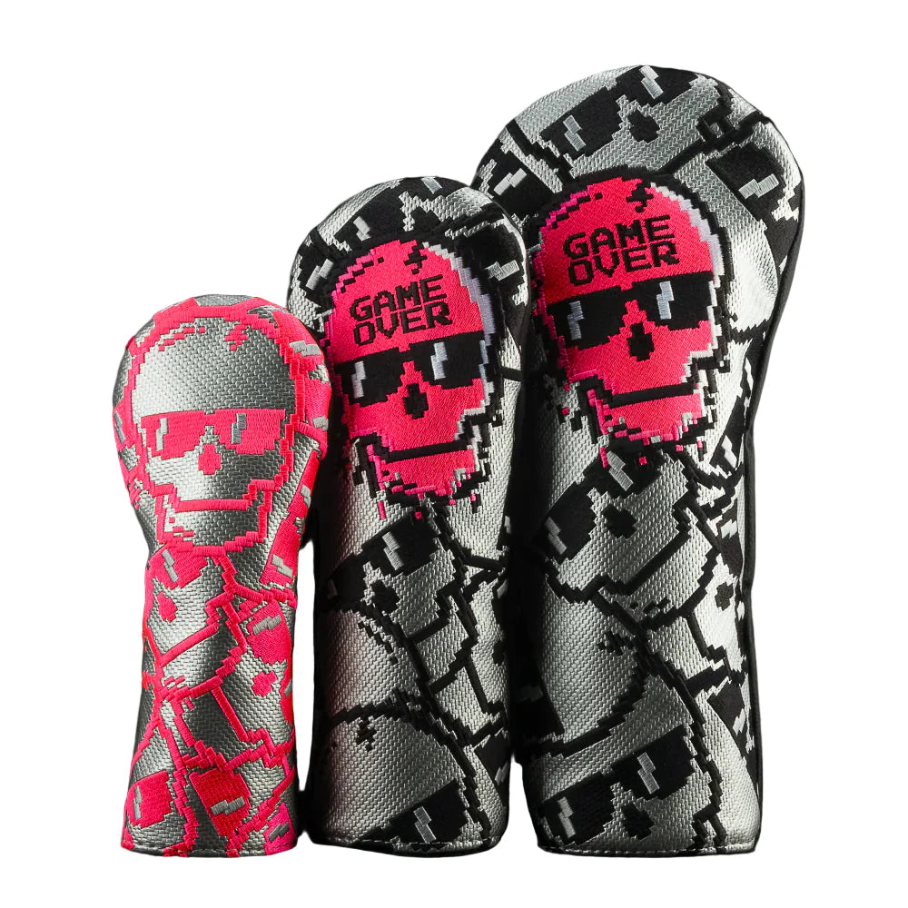 Swag Golf Neon Pink Game Over Stacked Skulls Fairway Wood Headcover Set