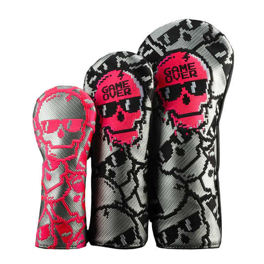 Swag Golf Neon Pink Game Over Stacked Skulls Fairway Wood Headcover Set