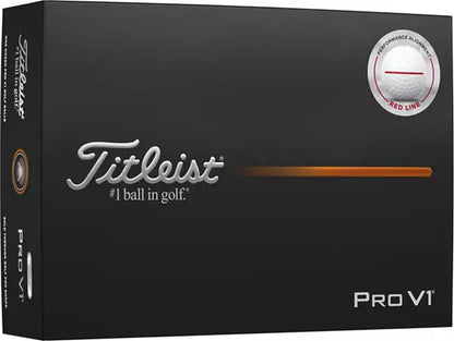 Titleist 2025 Pro V1 Perfomance Alignment Red Line Golf Balls