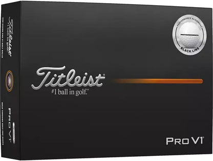 Titleist 2025 Pro V1 Performance Alignment Black Line White Golf Balls