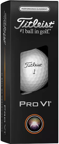 Titleist 2025 Pro V1 Performance Alignment Black Line White Golf Balls