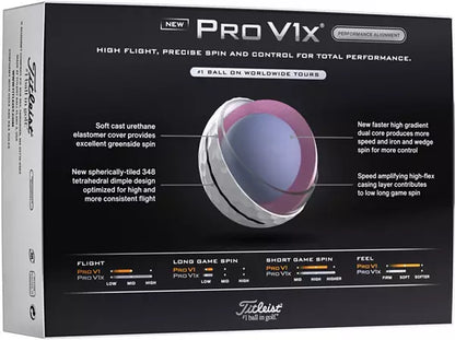 Titleist 2025 Pro V1x Performance Alignment Black Golf Balls
